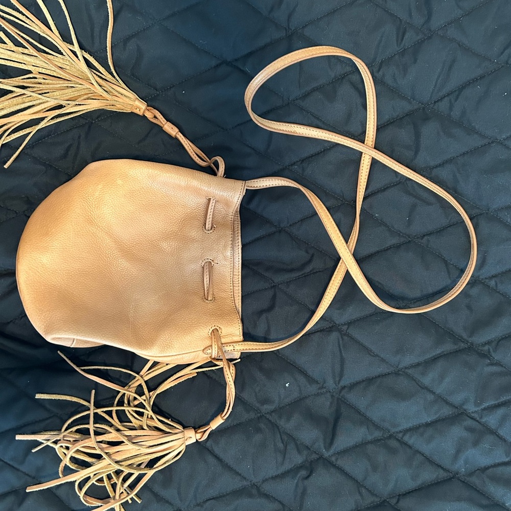 Margot Tan Leather Crossbody Bag with Tassels